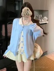 8909-0 バイカラーKARA（カラ） ダブル レイヤード カーディガン 新作