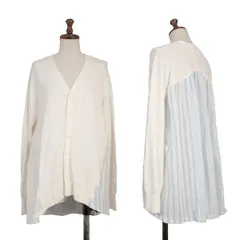 ズッカzucca ストライプシャツ地切替ニットカーディガン オフ水色M