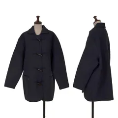マドモアゼルノンノンMademoiselle NON NON 圧縮ウールトグルボタンハーフコート 紺M位