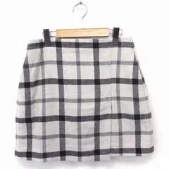 ユニクロ UNIQLO スカート 台形 ミニ チェック ウール混 67 ライトグレー 灰 /FT10