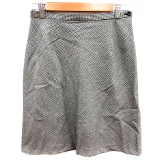 ジェイプレス J.PRESS スカート フレア ひざ丈 総柄 ウール 13 黒 ブラック 白 ホワイト /RT