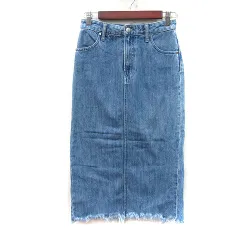 アズールバイマウジー AZUL by moussy タイトスカート ロング デニム ダメージ加工 M 紺 ネイビー /YI