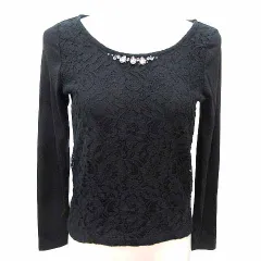 プロポーション ボディドレッシング PROPORTION BODY DRESSING カットソー レース ビジュー 長袖 2 M 黒 ブラック /YK