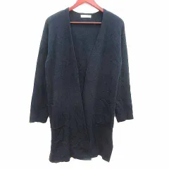 シューラルー SHOO・LA・RUE ロングカーディガン ニット 前開き 長袖 L 紺 ネイビー /YK