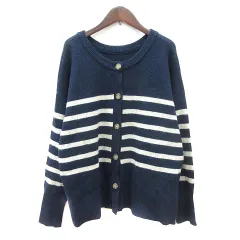 スタディオクリップ Studio Clip カーディガン ニット ボーダー F 紺 ネイビー /MN
