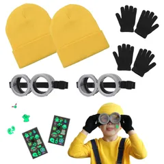[GOKEI] ハロウィン ミニオン コスプレ 子供 【黄色いニット帽 ゴーグル 手袋 3点セット】 ミニオンズ 仮装 キッズ コスチューム ミニオン用 子ども 男の子 女の子 クリスマス パーティー イベント