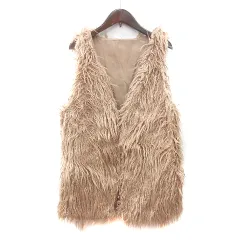 ミスティック mystic ベスト 前開き 総裏地 フェイクファー ベージュ /MN
