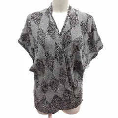 ジャーナルスタンダード JOURNAL STANDARD カーディガン ニット 前開き アーガイル柄 半袖 麻 リネン 黒 ブラック グレー /YK