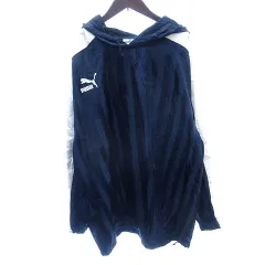 プーマ PUMA パーカー ウインドブレーカー プルオーバー ストライプ プリント 長袖 ナイロン O XL 紺 ネイビー /AU