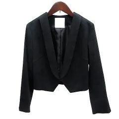 アンドクチュール And Couture ノーカラージャケット 総裏地 38 M 黒 ブラック /AU