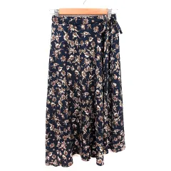 フリーズマート Free's Mart スカート フレア ロング 総柄 ウエストマーク S 紺 ネイビー /RT