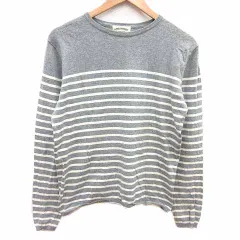 ナノユニバース nano universe ニット カットソー ボーダー 長袖 M グレー 白 ホワイト /YK