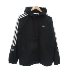 アディダスオリジナルス adidas originals ジャケット ウインドブレーカー O 長袖 フード スリーライン ロゴ刺繍 黒 ブラック /NU ■GY61