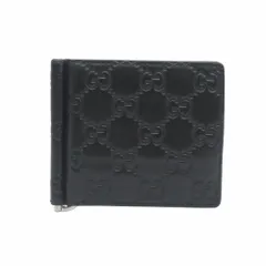 【返品OK】グッチ 二つ折り財布 170580 グッチシマ ブラック マネークリップ付き【送料無料】【中古】