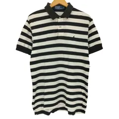 ポロバイラルフローレン Polo by RALPH LAUREN ポニー刺繍 ボーダー コットン 鹿の子 半袖ポロシャツ メンズ import：L 