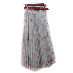 アンアナザーアンジェラス an another angelus プリーツスカート ロング ロング 総柄 F グレー /YI