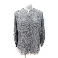 グローバルワーク GLOBAL WORK シャツ ブラウス ギンガムチェック 長袖 M 黒 ブラック /YI