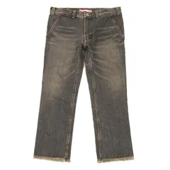 ジュンヤワタナベマンピンク コムデギャルソンJUNYA WATANABE MAN PINK COMME des GARCONS 裾フリンジカットデニムパンツ グレーM