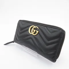 【瀬戸大橋店】 中古 GUCCI | グッチ 長財布 GGマーモント ダブルG ジップアラウンドウォレット 443123・0959 ブラック 【125】