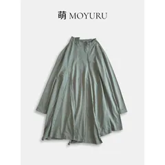 萌 MOYURU コットン100％ チュニック ワンピース M〜L カットソー アシンメトリー Aライン カーキ系 ゆったり