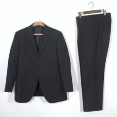 06【美品】ミツミネ スーツ AB5 メンズ ややゆったり体 M ダークネイビー 濃紺 ストライプ柄 面接 ビジネス MITSUMINE 春夏秋 ★美品★