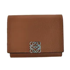 LOEWE ロエベ アナグラム トライフォールド ウォレット 三つ折り財布 C821TR2X16 レディース レザー ブラウン 中古