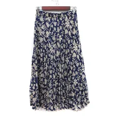 シンプリシテェ SIMPLICITE プリーツスカート ロング 花柄 紺 ネイビー ベージュ /YI