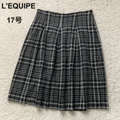 美品 レキップ L'EQUIPE ヨシエイナバ YOSHIE INABA ロングフレアスカート タックフレア 上品 チェック グレー レディース 17号 4L ウール混 日本製 通勤 フォーマル オフィス 希少 大きいサイズ ゆったりのサムネイル