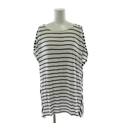 アンタイトル UNTITLED カットソー 2 ネイビー 紺色 白 ホワイト ボーダー柄 ラウンドネック 半袖 切り替えデザイン Tシャツ /PP ■GY60