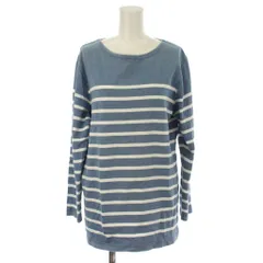 ナノユニバース nano universe Tシャツ  M 水色 ライトブルー ボーダー柄 ラウンドネック 長袖 /LP ■GY60