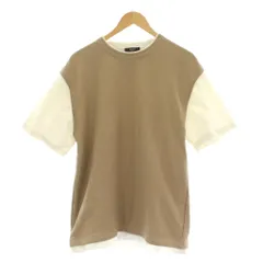 ビームスハート BEAMS HEART Tシャツ ニット カットソー M 茶 ブラウン 半袖 重ね着風 ラウンドネック /LP ■GY60
