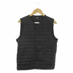 ユニクロ UNIQLO ダウンベスト M 黒 ブラック キルティング ノーカラー ノースリーブ /AO16 ■GY58