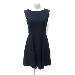 エムプルミエ ブラック M-Premier BLACK ワンピース ひざ丈 ノースリーブ 36 S 紺 ネイビー /YI