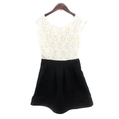 マーキュリーデュオ MERCURYDUO ワンピース ミニ レース ノースリーブ ドッキング F 白 アイボリー 黒 ブラック /MN