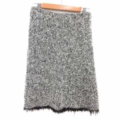 23区 オンワード樫山 タイトスカート ひざ丈 ツイード モヘヤ混 40 L 白 ホワイト 黒 ブラック /YK