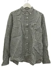 ビームスプラス BEAMS+ リネンギンガムチェックボタンダウンシャツ 長袖 麻 ホワイト ブラック 白 黒 M トップス