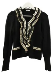 トゥービーシック TO BE CHIC ニットカーディガン 長袖 Vネック フリル ブラック 黒 Ⅱ 羽織 トップス