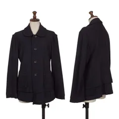 トリココムデギャルソンtricot COMME des GARCONS ウールラウンドカラーニットジャケット 紺S