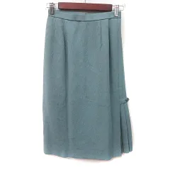 コルディア CORDIER タイトスカート ミモレ ロング 麻混 リネン混 7 S 水色 /YI