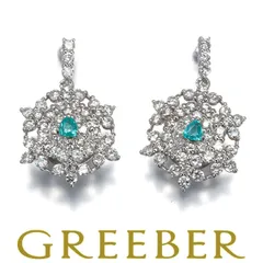 パライバトルマリン 0.106ct ダイヤ ダイヤモンド 1.06ct スノーフレーク ピアス Pt 950/Pt900 #186823