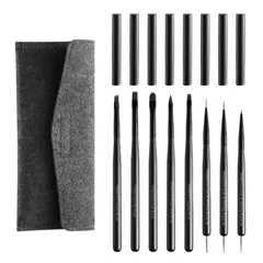 アクリルリキッド 爪ブラシ スクエア、ラウンド、フランス、シャープオーバル、フラット、極細、ドット キャップ＆収納袋付き ジェルネイル絵描きブラシ ネイルブラシ8点セット ジェルネイル絵描きブラシ ジェルネイルキット 日本製ナイロン使用 ジェルネイル筆