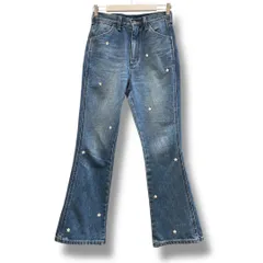 Wrangler ラングラー フラワーデニムパンツ サイズM インディゴブルー フレアレングス ブーツカット ジーンズ 花刺繍 綿100% 同柄トップス出品中 レディース 春 ゴーゴー古着マルイ草加店3330