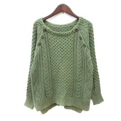 アズールエンカント AZUL ENCANTO ニット セーター 長袖 ケーブル M 緑 カーキ /MN