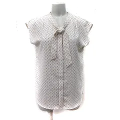 エニィスィス エニシス anySiS シャツ ブラウス ボウタイ リボンフレンチスリーブ 総柄 2 M ベージュ /YI