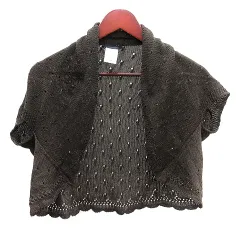 レリアン Leilian ニット カーディガン ボレロ 半袖 9 M カーキ 緑 グリーン /AU