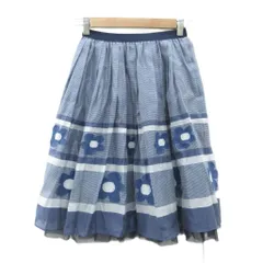 エムズグレイシー M'S GRACY フレアスカート 38 紺 ネイビー オフホワイト ボーダー柄 花柄 /HO7 ■GY58