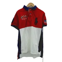 ポロ バイ ラルフローレン Polo by Ralph Lauren ポロシャツ M マルチカラー 赤 レッド 半袖 ビッグポニー ワッペン ポロカラー /HO61 ■GY58