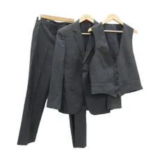 オリヒカ ORIHICA スーツ セットアップ 上下 3ピース 92Y5 グレー ストライプ柄 テーラードジャケット シングルボタン ミドル丈 ベスト ジレ スラックスパンツ ロング丈 /YS32 ■GY58