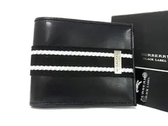 ■新品■未使用■ BURBERRY バーバリーブラックレーベル レザー×キャンバス 二つ折り 財布 ウォレット メンズ ブラック系 BN7102