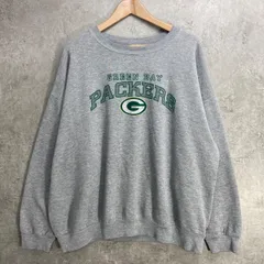NFL GREEN BAY PACKERS チームロゴプリント スウェットシャツ メンズ2XL相当 古着 アメフト トレーナー ビッグサイズ 大きいサイズ 灰色